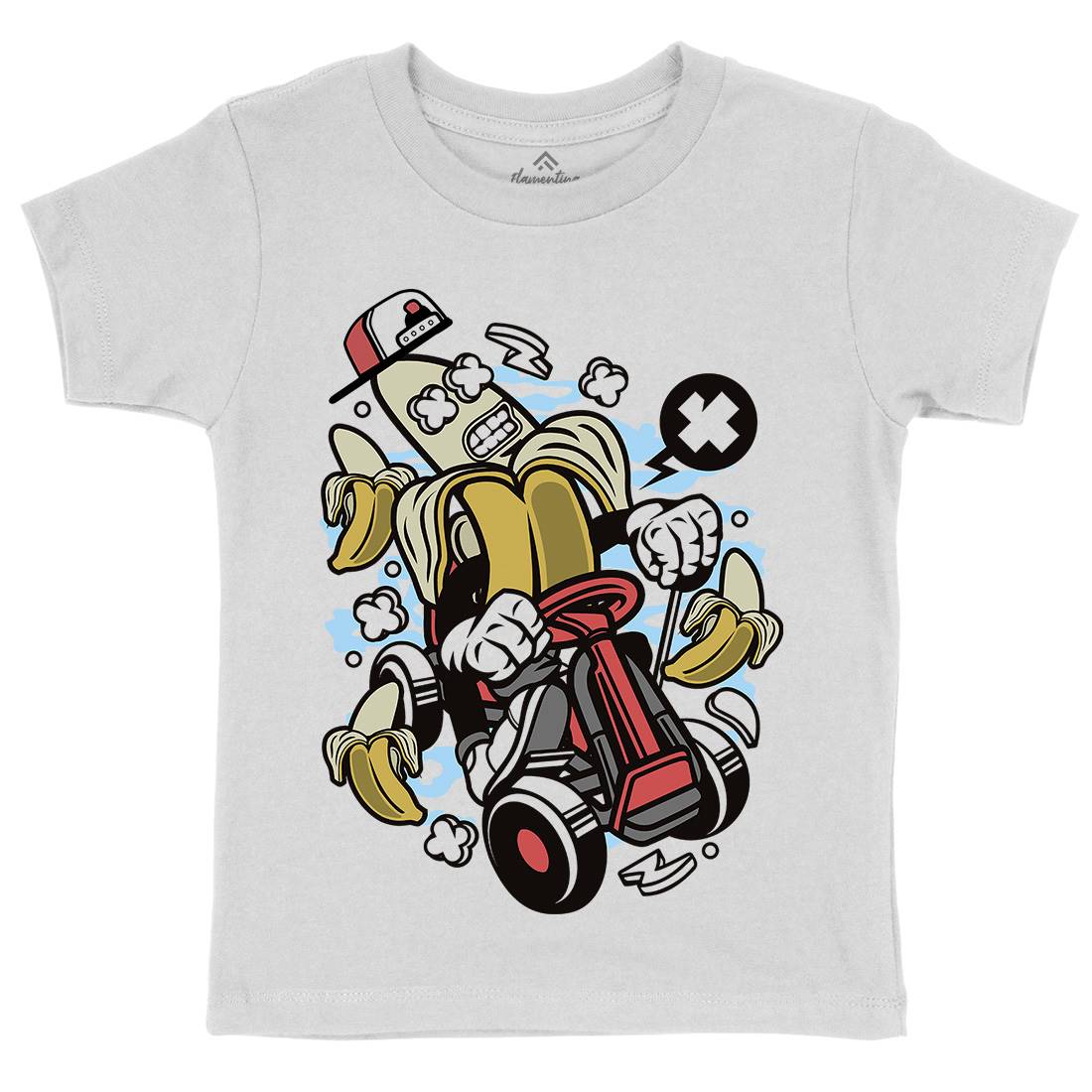 Banana Go-Kart Rider Kids Organic Crew Neck T-Shirt Sport C015