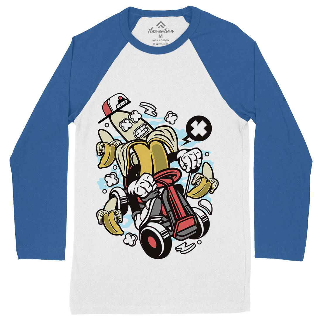 Banana Go-Kart Rider Mens Long Sleeve Baseball T-Shirt Sport C015