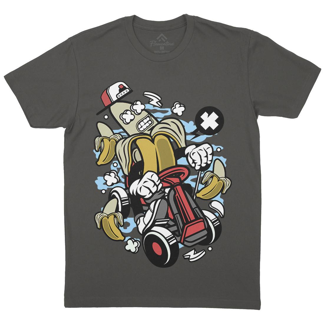 Banana Go-Kart Rider Mens Crew Neck T-Shirt Sport C015