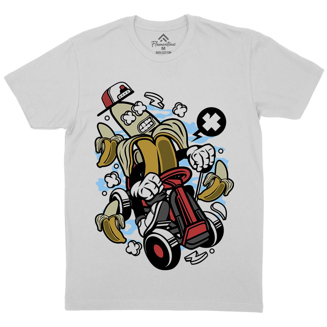 Banana Go-Kart Rider Mens Crew Neck T-Shirt Sport C015