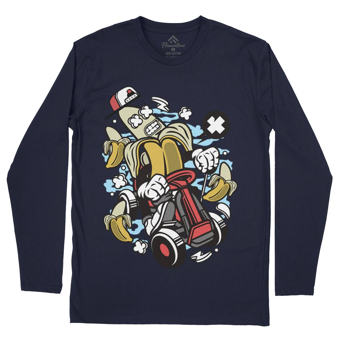 Banana Go-Kart Rider Mens Long Sleeve T-Shirt Sport C015