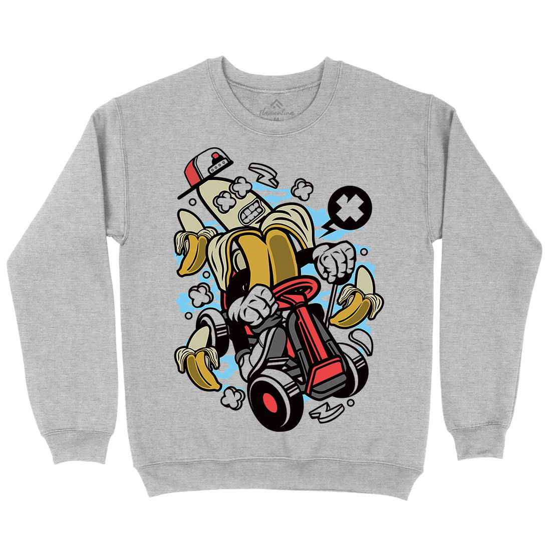 Banana Go-Kart Rider Mens Crew Neck Sweatshirt Sport C015