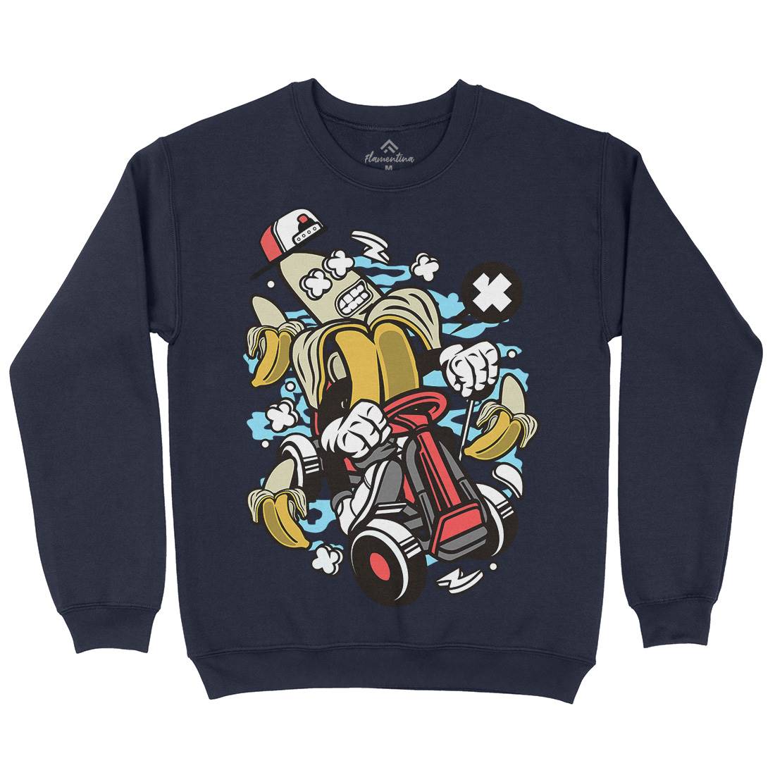 Banana Go-Kart Rider Mens Crew Neck Sweatshirt Sport C015