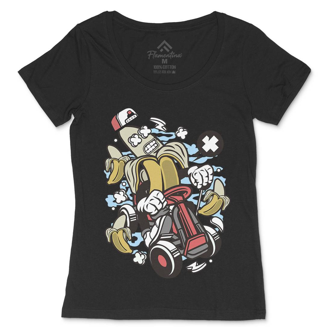 Banana Go-Kart Rider Womens Scoop Neck T-Shirt Sport C015