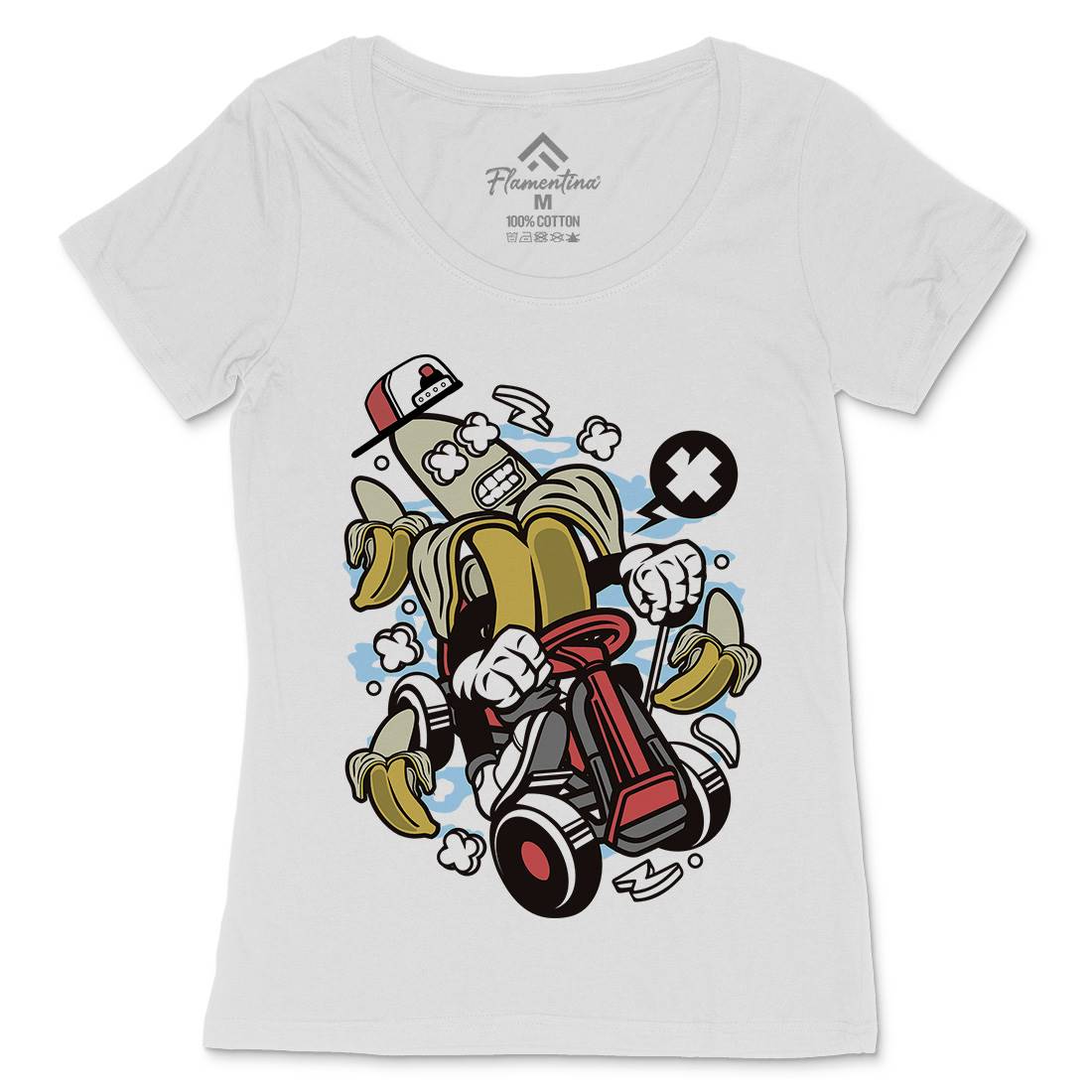 Banana Go-Kart Rider Womens Scoop Neck T-Shirt Sport C015
