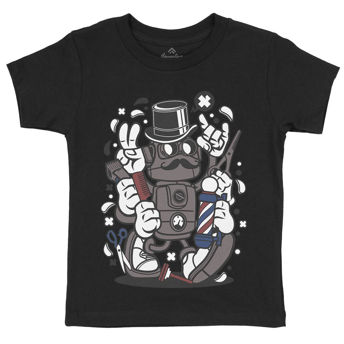 Robot Kids Organic Crew Neck T-Shirt Barber C017