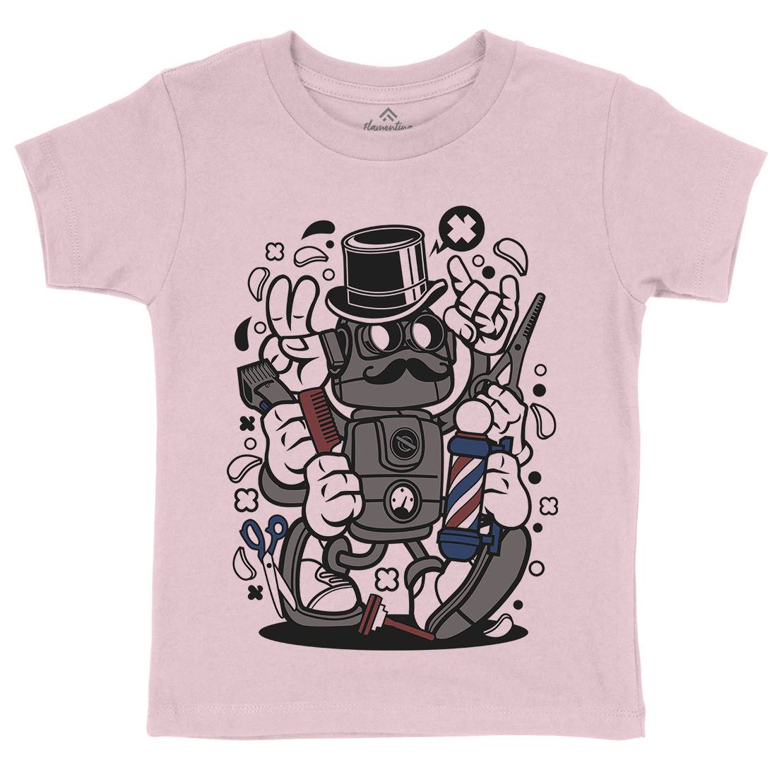 Robot Kids Crew Neck T-Shirt Barber C017