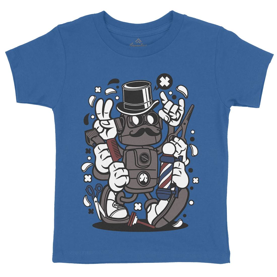 Robot Kids Crew Neck T-Shirt Barber C017