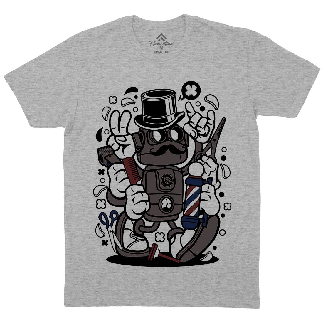 Robot Mens Crew Neck T-Shirt Barber C017