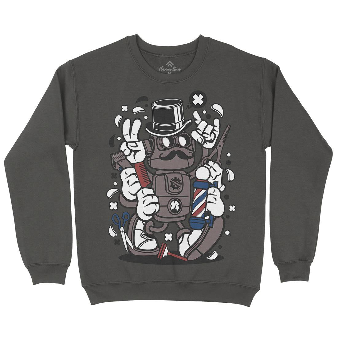 Robot Kids Crew Neck Sweatshirt Barber C017