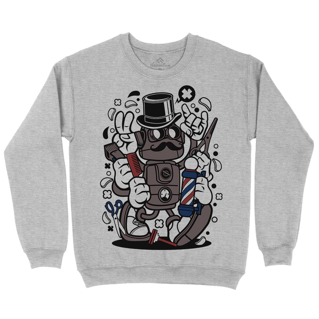 Robot Mens Crew Neck Sweatshirt Barber C017