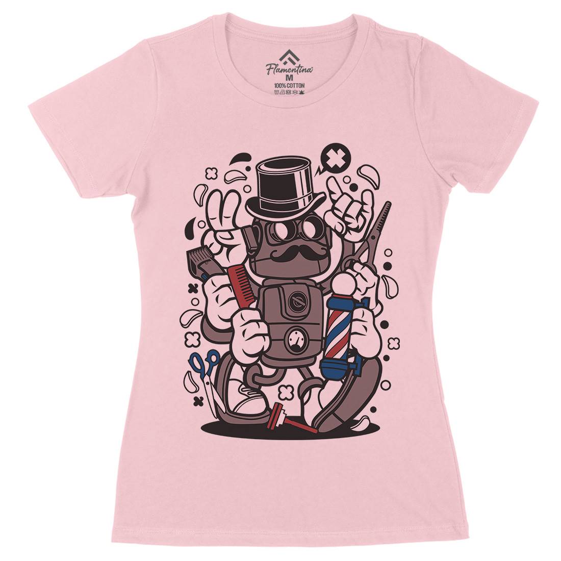 Robot Womens Organic Crew Neck T-Shirt Barber C017