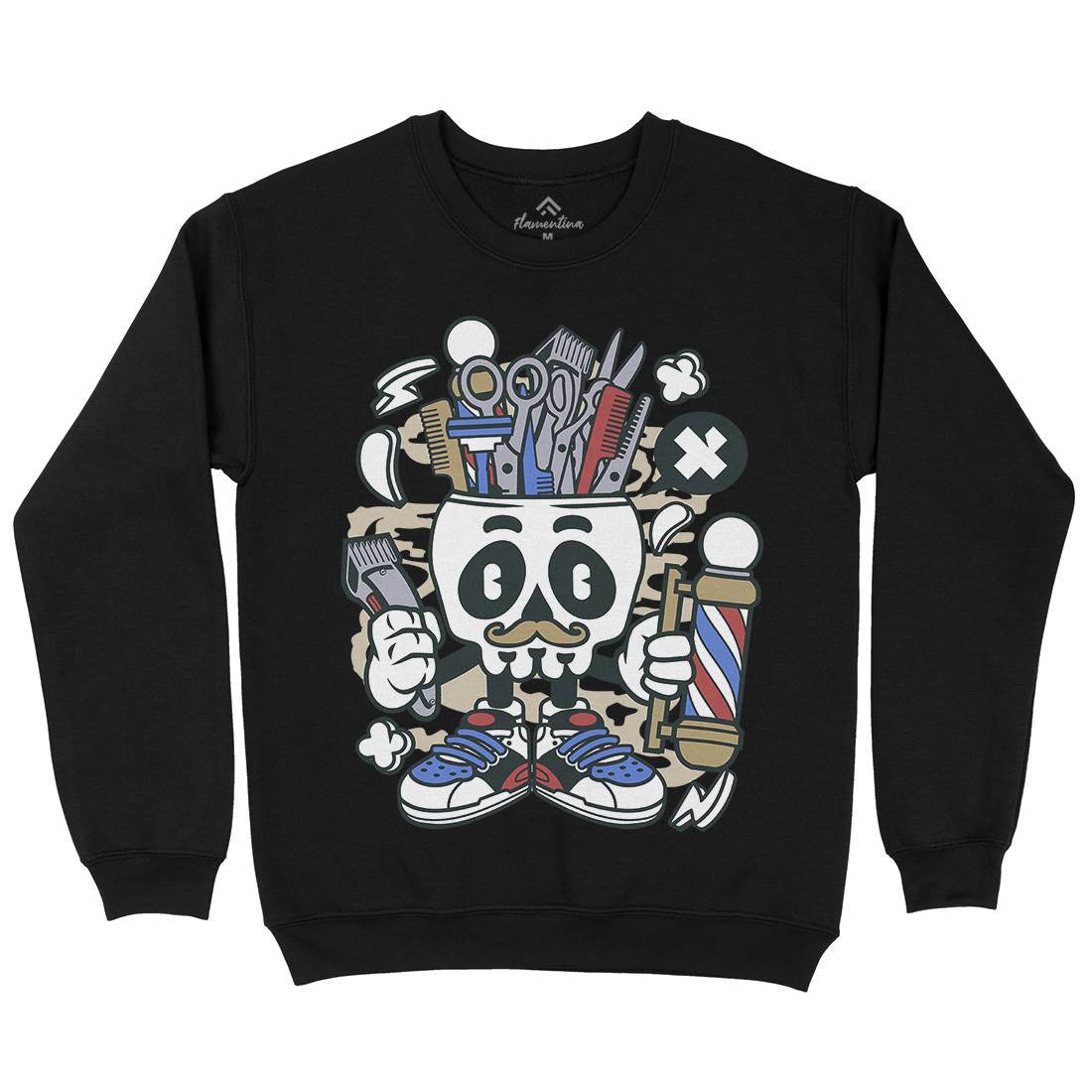 Skull Mens Crew Neck Sweatshirt Barber C018