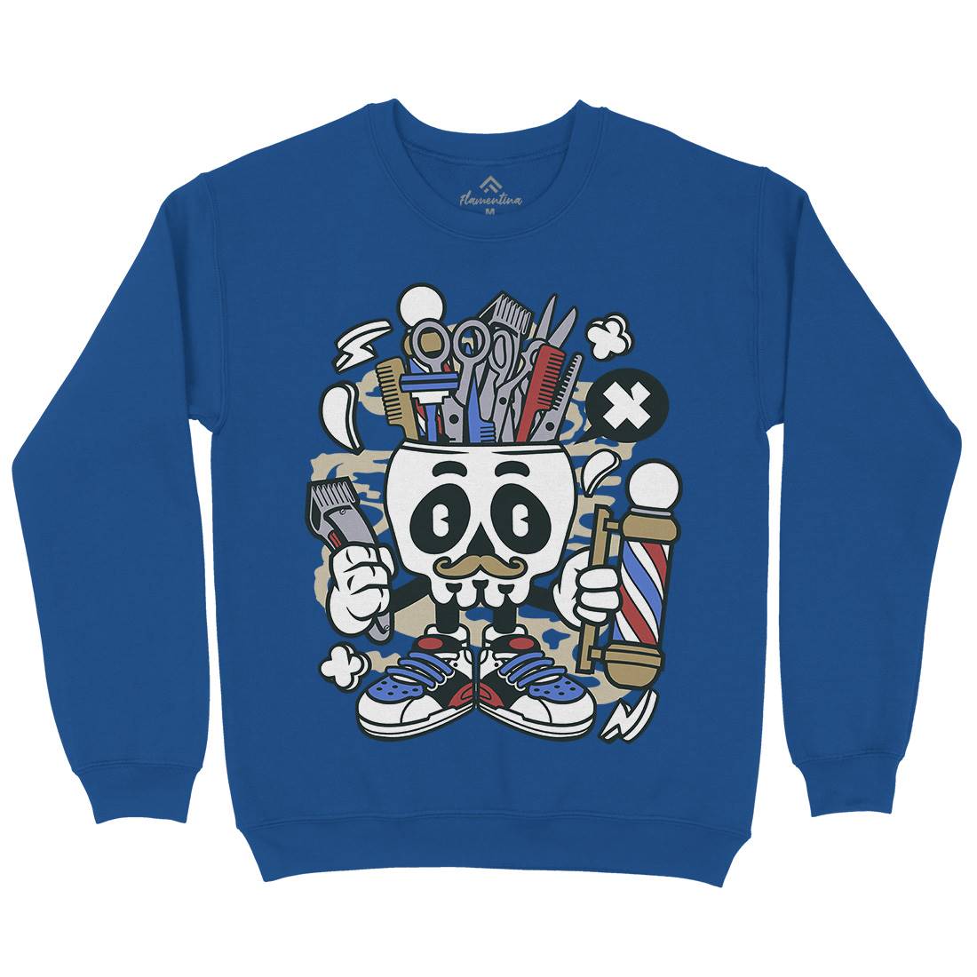 Skull Mens Crew Neck Sweatshirt Barber C018