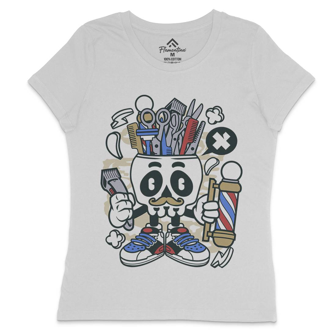 Skull Womens Crew Neck T-Shirt Barber C018