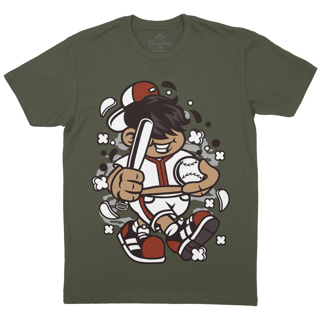 Baseball Kid Mens Organic Crew Neck T-Shirt Sport C019