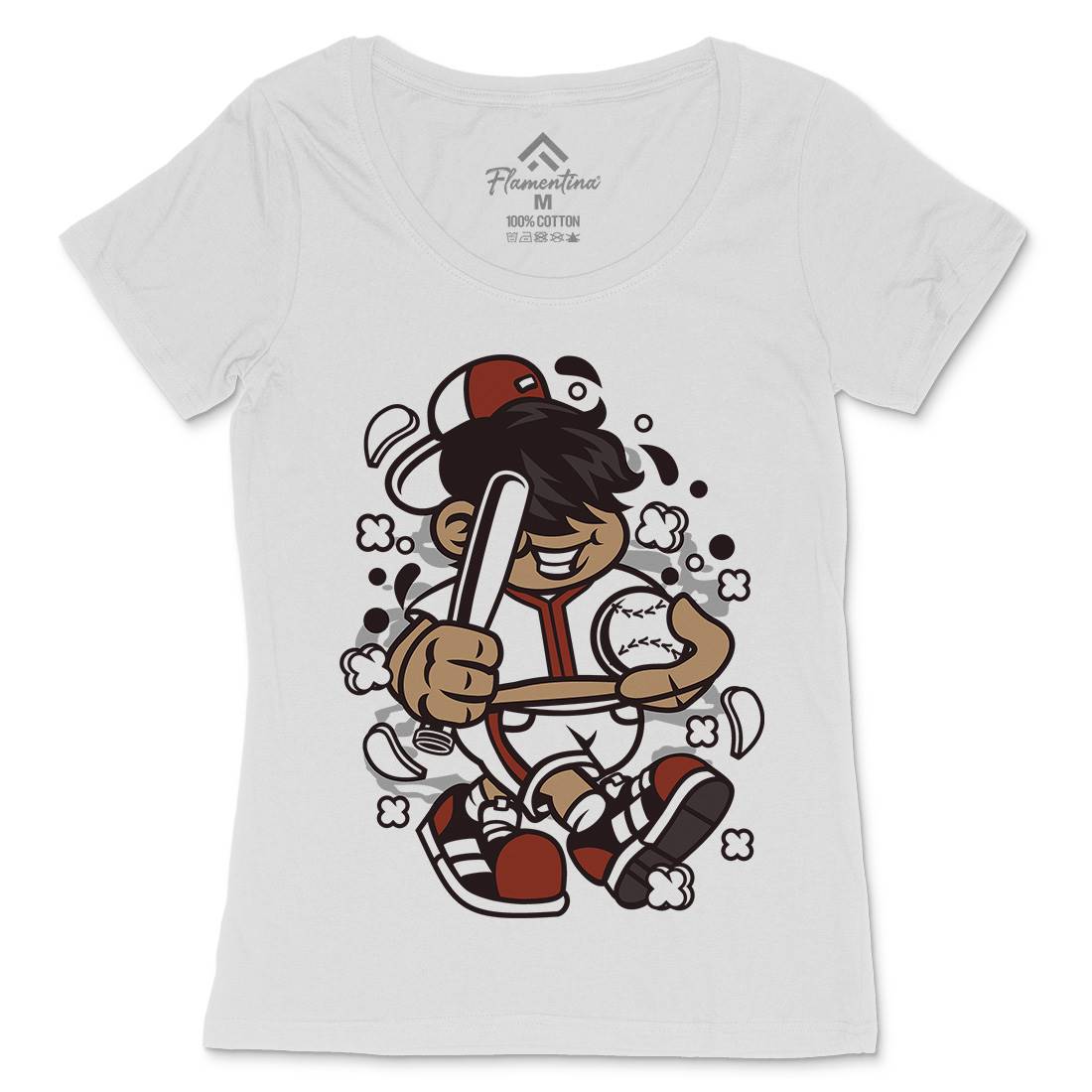 Baseball Kid Womens Scoop Neck T-Shirt Sport C019