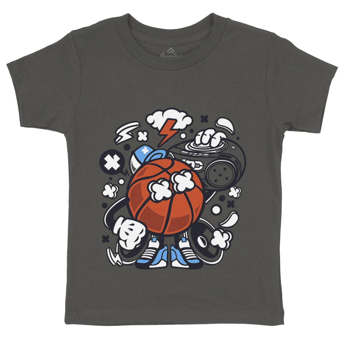 Basketball Boombox Beat Kids Crew Neck T-Shirt Sport C020
