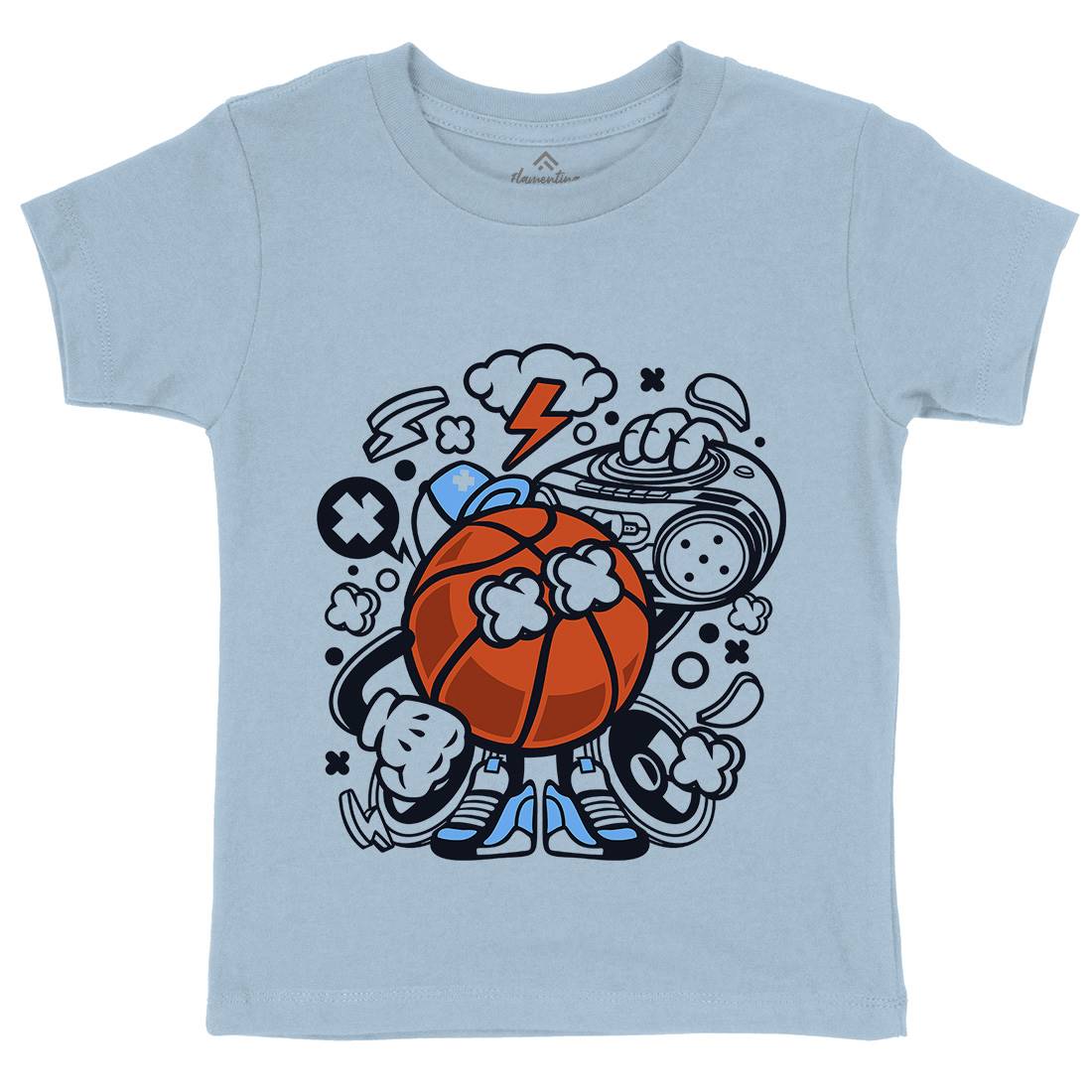 Basketball Boombox Beat Kids Organic Crew Neck T-Shirt Sport C020