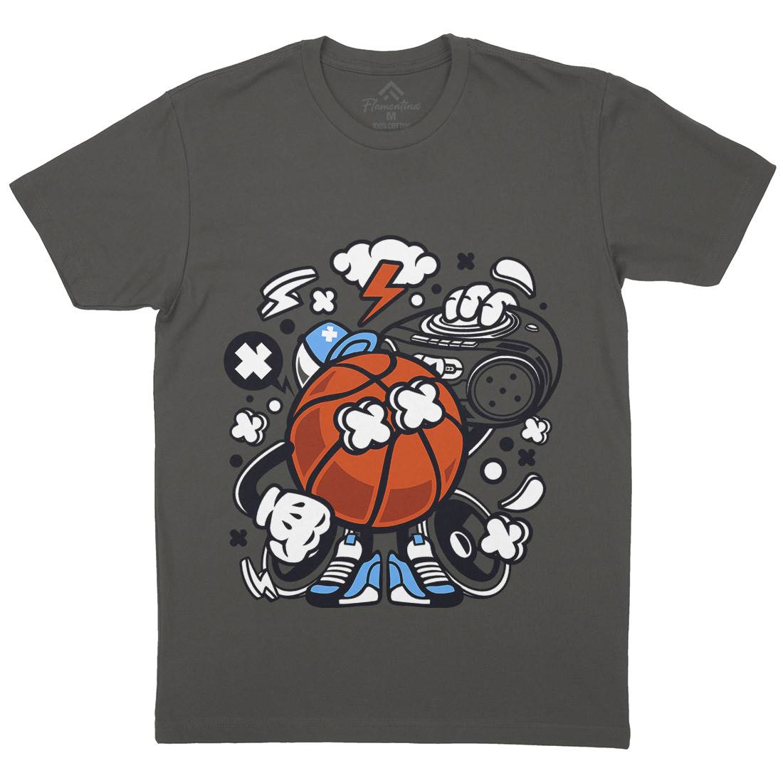 Basketball Boombox Beat Mens Crew Neck T-Shirt Sport C020
