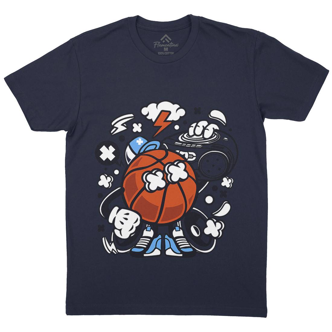 Basketball Boombox Beat Mens Crew Neck T-Shirt Sport C020