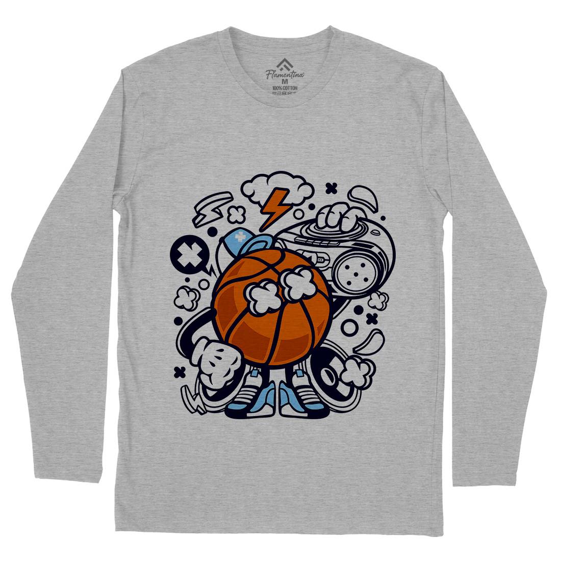 Basketball Boombox Beat Mens Long Sleeve T-Shirt Sport C020