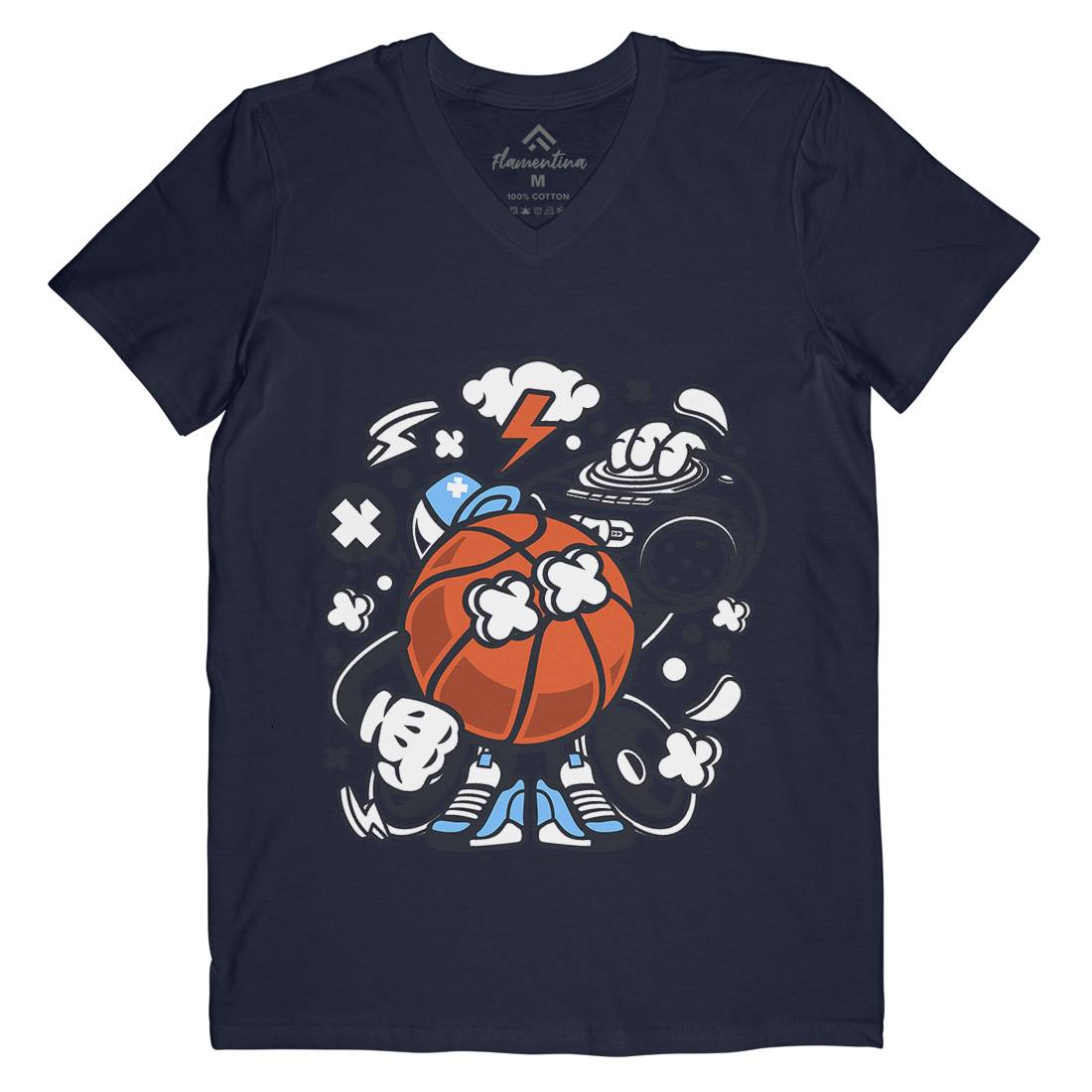 Basketball Boombox Beat Mens V-Neck T-Shirt Sport C020