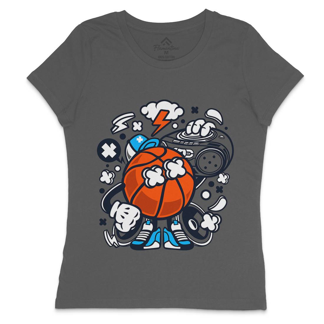 Basketball Boombox Beat Womens Crew Neck T-Shirt Sport C020
