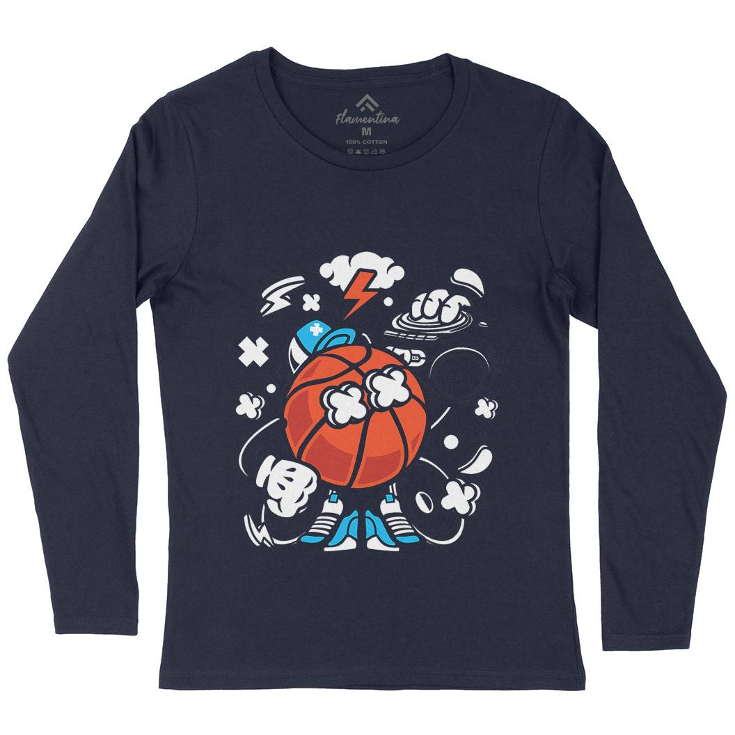 Basketball Boombox Beat Womens Long Sleeve T-Shirt Sport C020