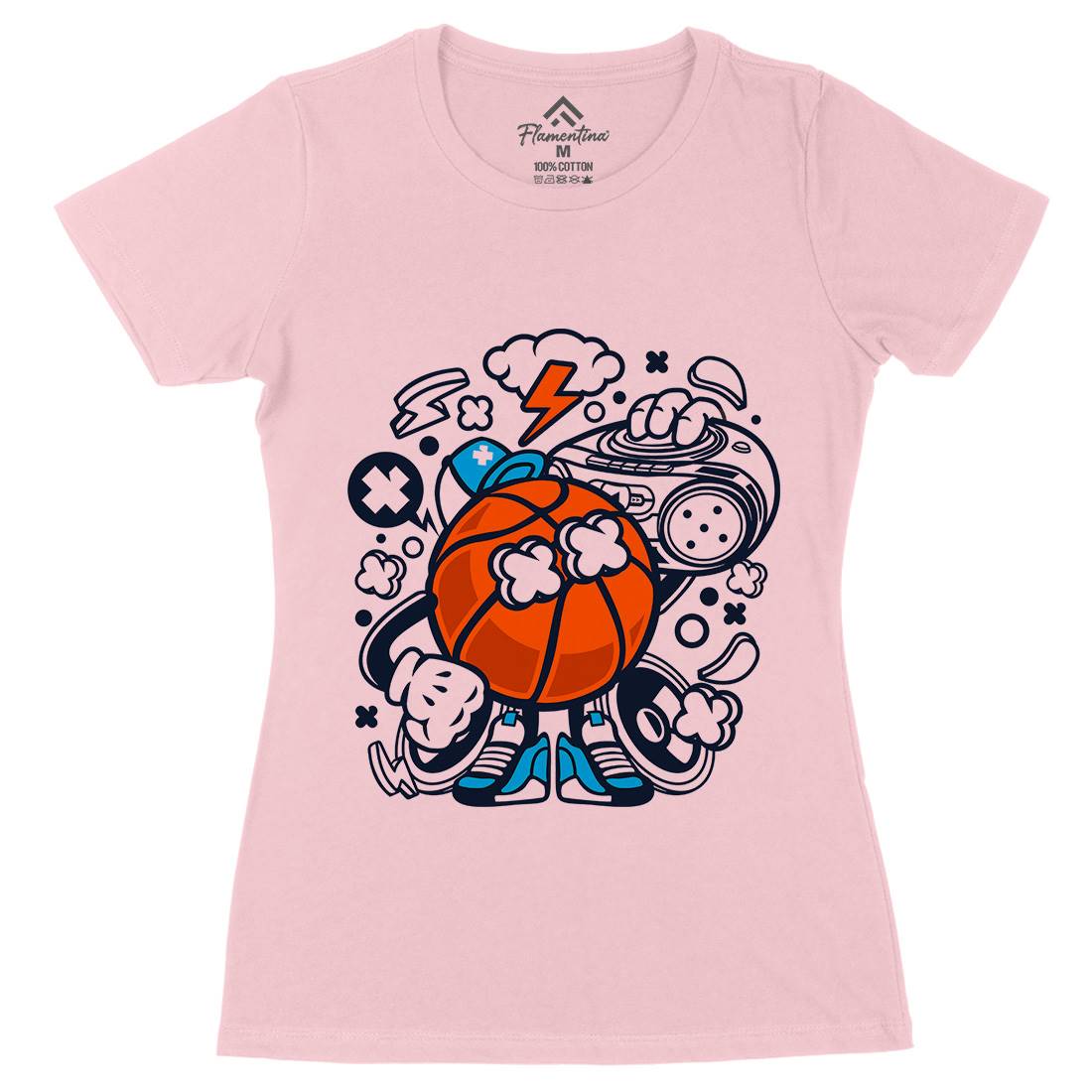 Basketball Boombox Beat Womens Organic Crew Neck T-Shirt Sport C020