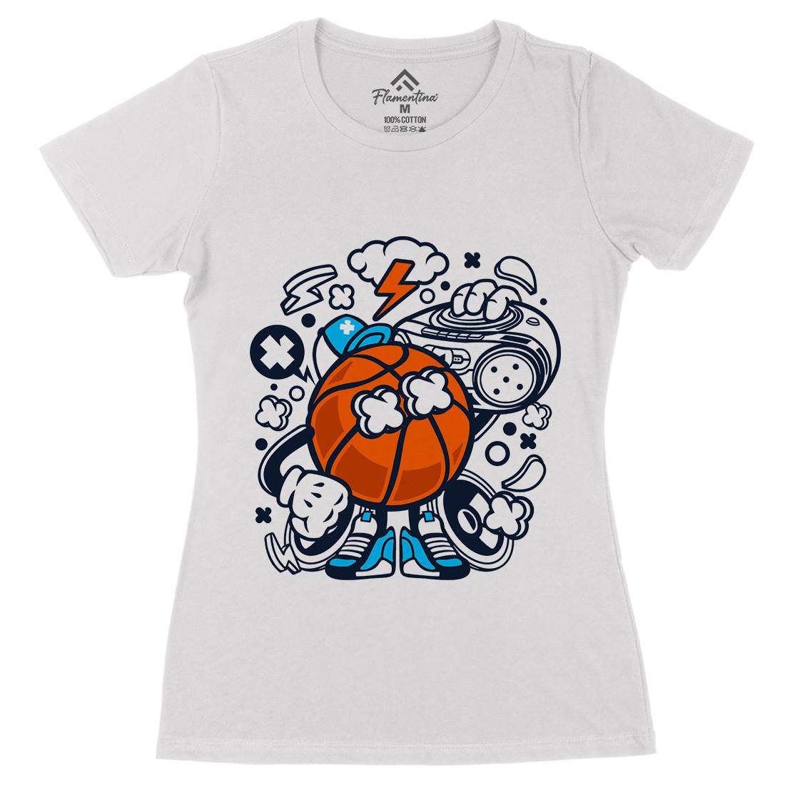 Basketball Boombox Beat Womens Organic Crew Neck T-Shirt Sport C020