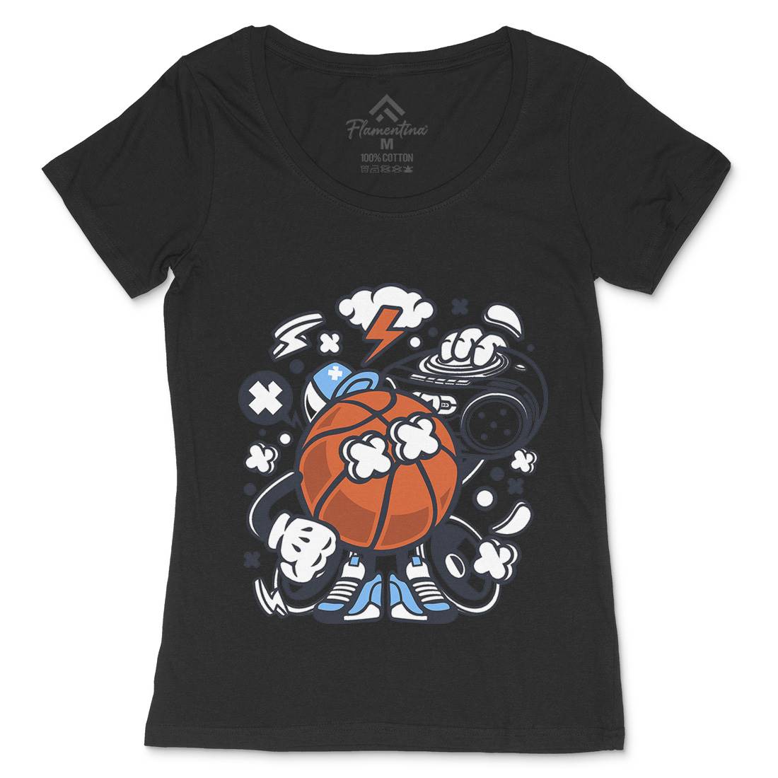 Basketball Boombox Beat Womens Scoop Neck T-Shirt Sport C020
