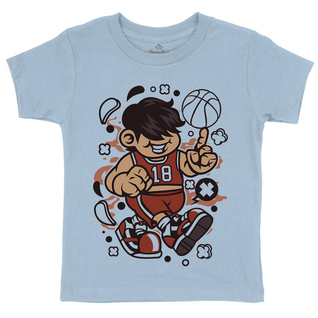 Basketball Kid Kids Organic Crew Neck T-Shirt Sport C021