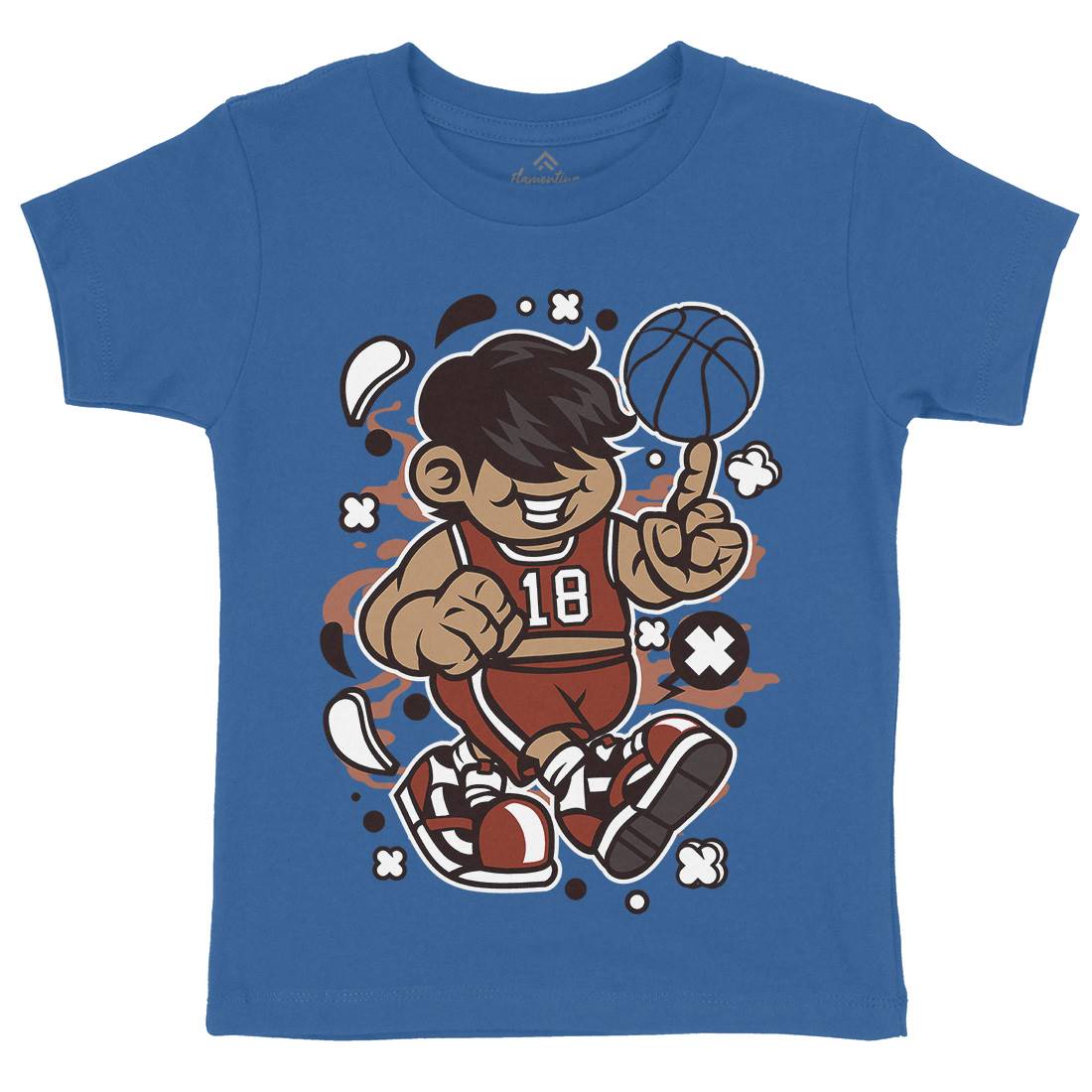 Basketball Kid Kids Crew Neck T-Shirt Sport C021