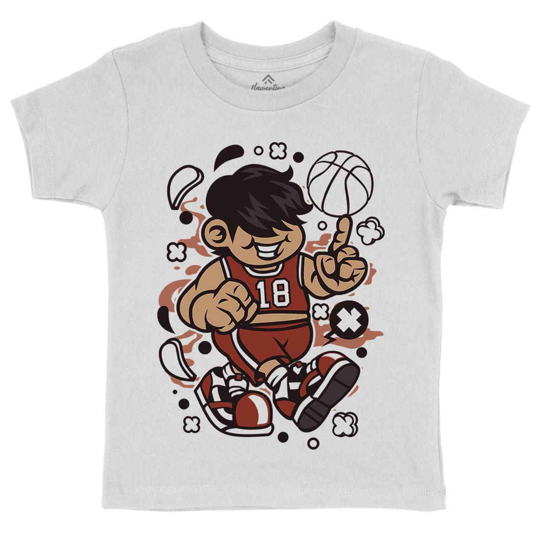 Basketball Kid Kids Crew Neck T-Shirt Sport C021