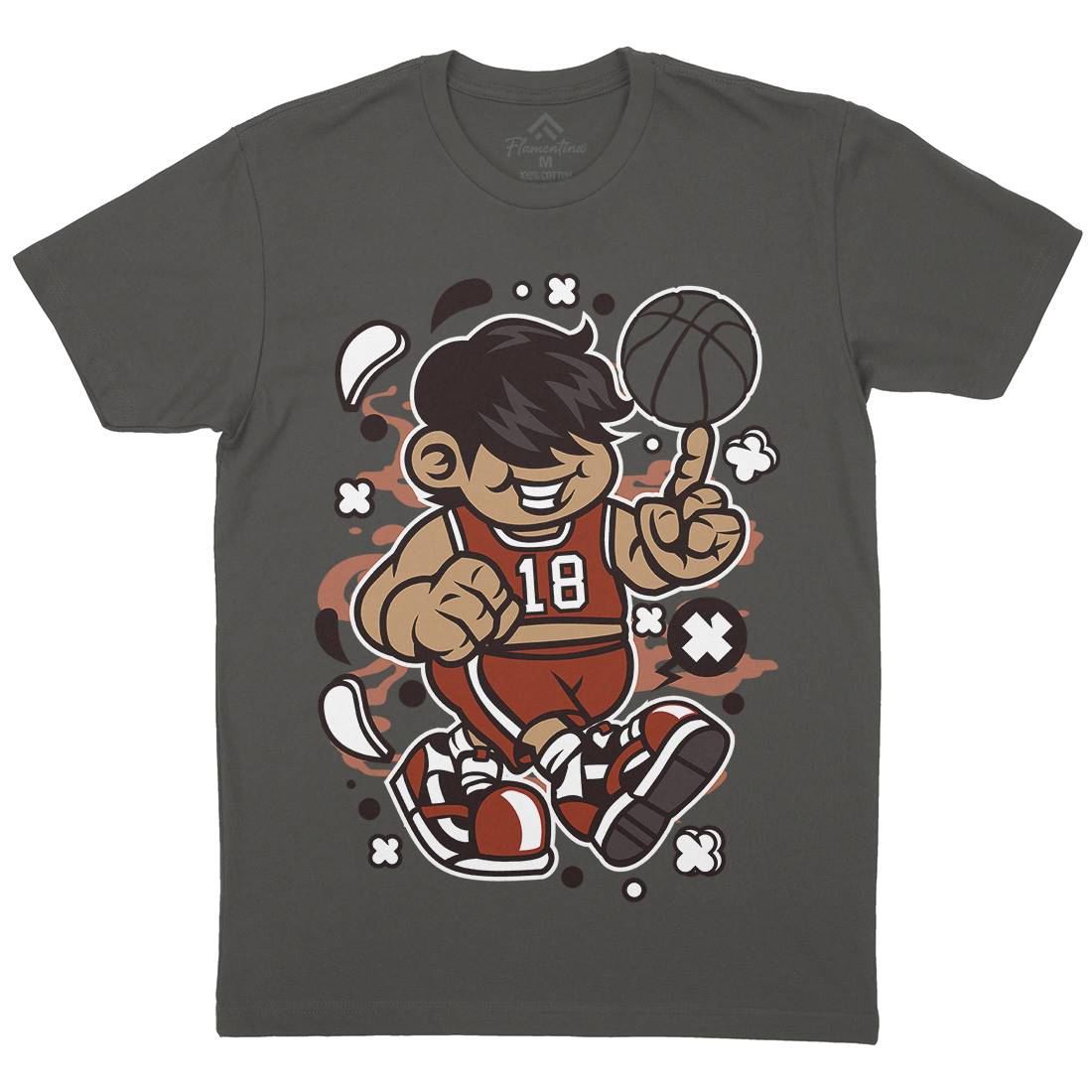 Basketball Kid Mens Crew Neck T-Shirt Sport C021