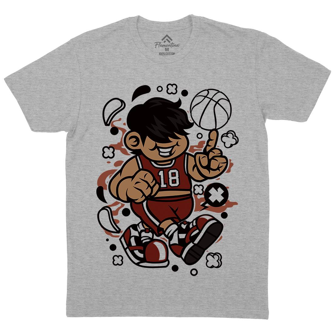 Basketball Kid Mens Organic Crew Neck T-Shirt Sport C021
