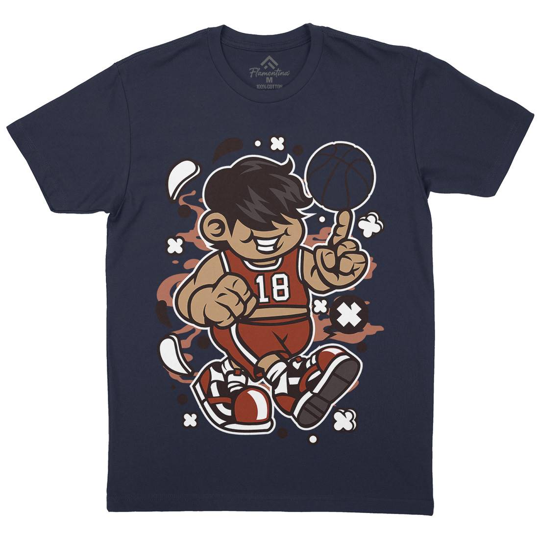 Basketball Kid Mens Organic Crew Neck T-Shirt Sport C021