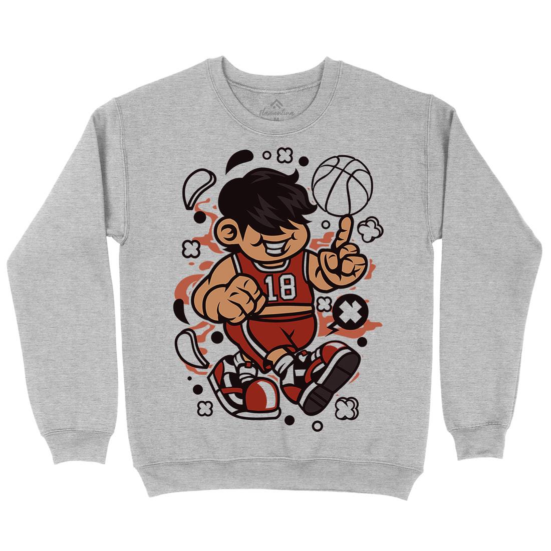 Basketball Kid Mens Crew Neck Sweatshirt Sport C021