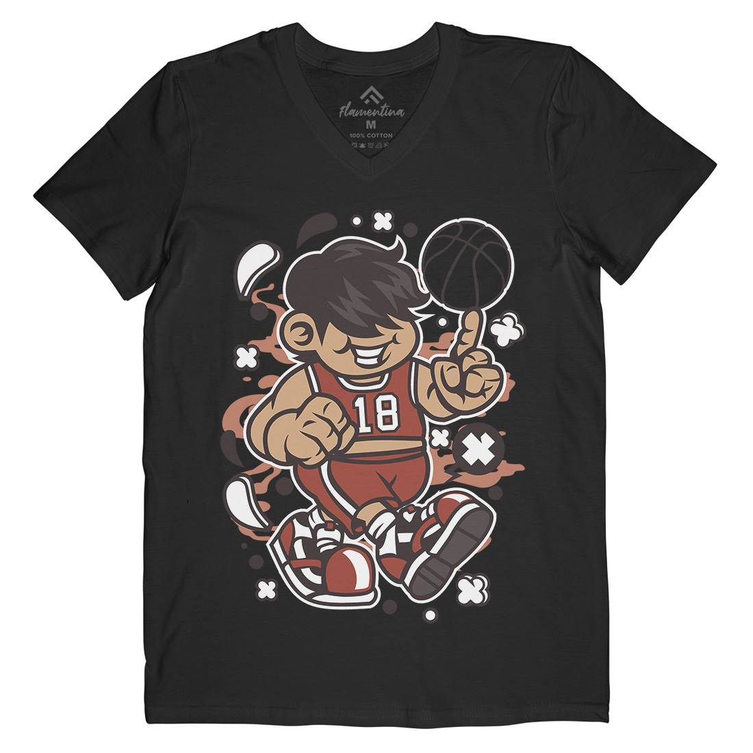 Basketball Kid Mens V-Neck T-Shirt Sport C021