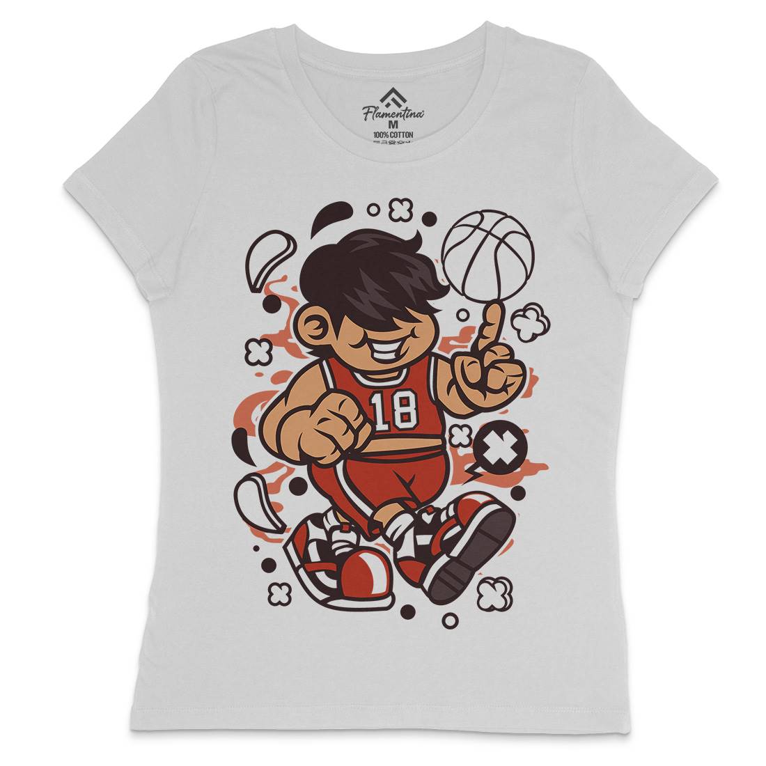 Basketball Kid Womens Crew Neck T-Shirt Sport C021