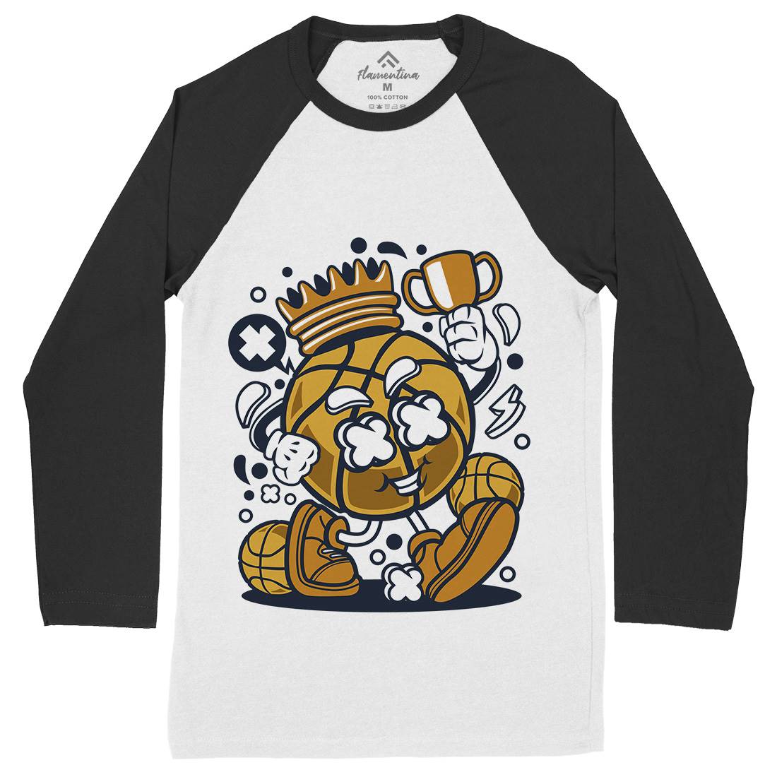 Basketball King Mens Long Sleeve Baseball T-Shirt Sport C022