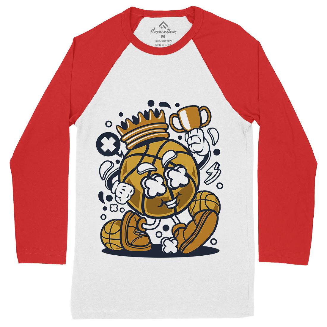 Basketball King Mens Long Sleeve Baseball T-Shirt Sport C022