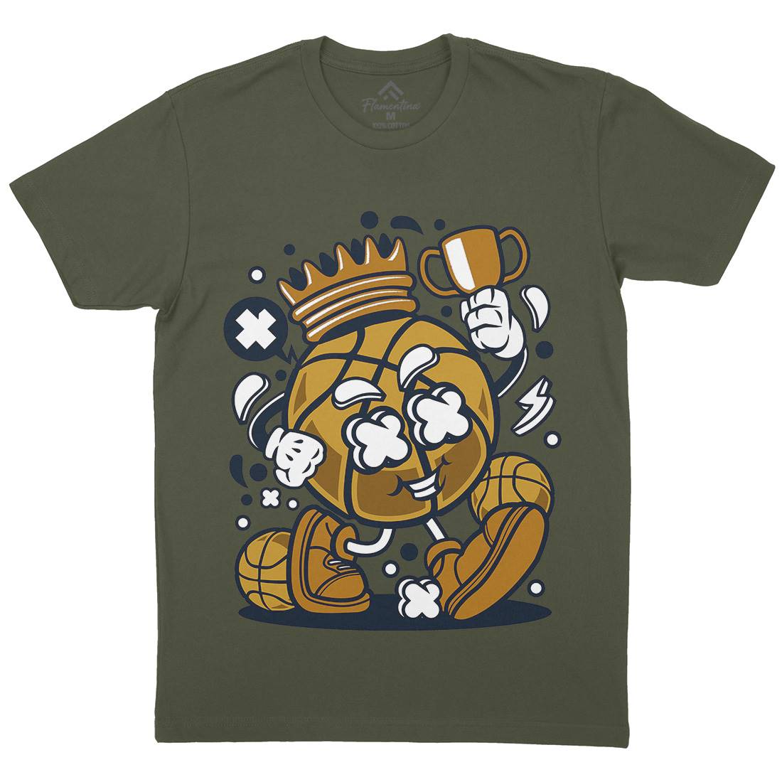 Basketball King Mens Organic Crew Neck T-Shirt Sport C022