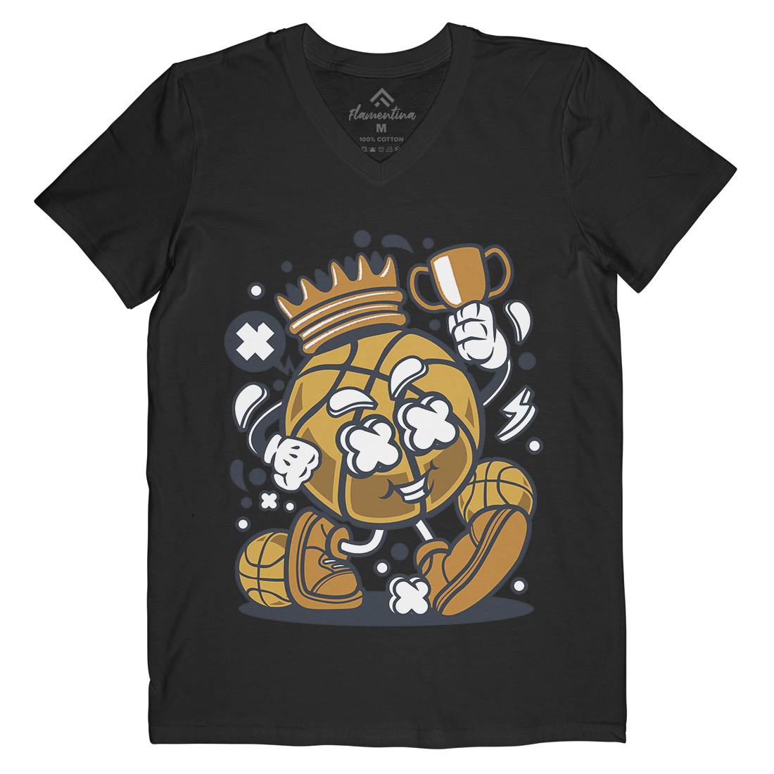 Basketball King Mens V-Neck T-Shirt Sport C022