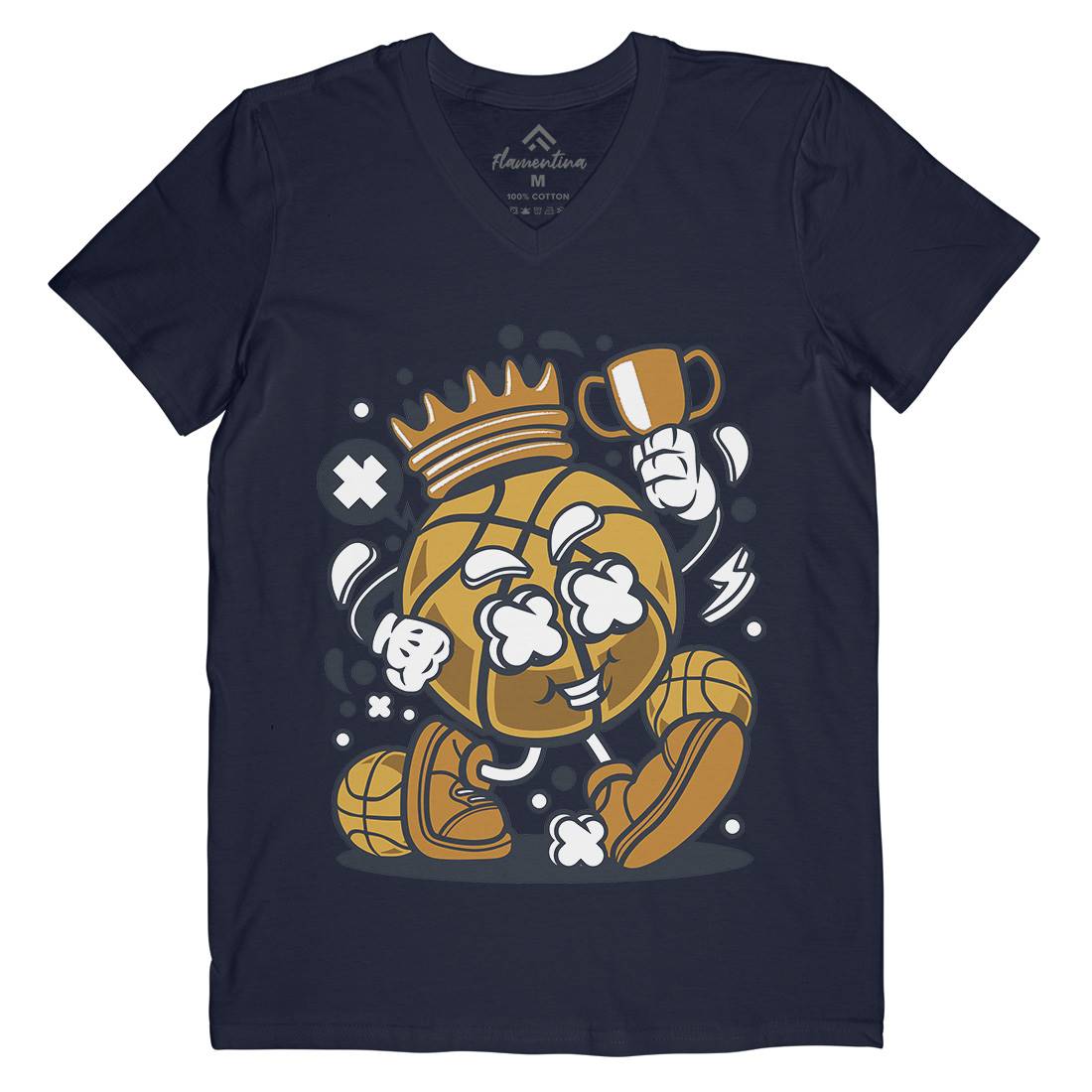 Basketball King Mens Organic V-Neck T-Shirt Sport C022