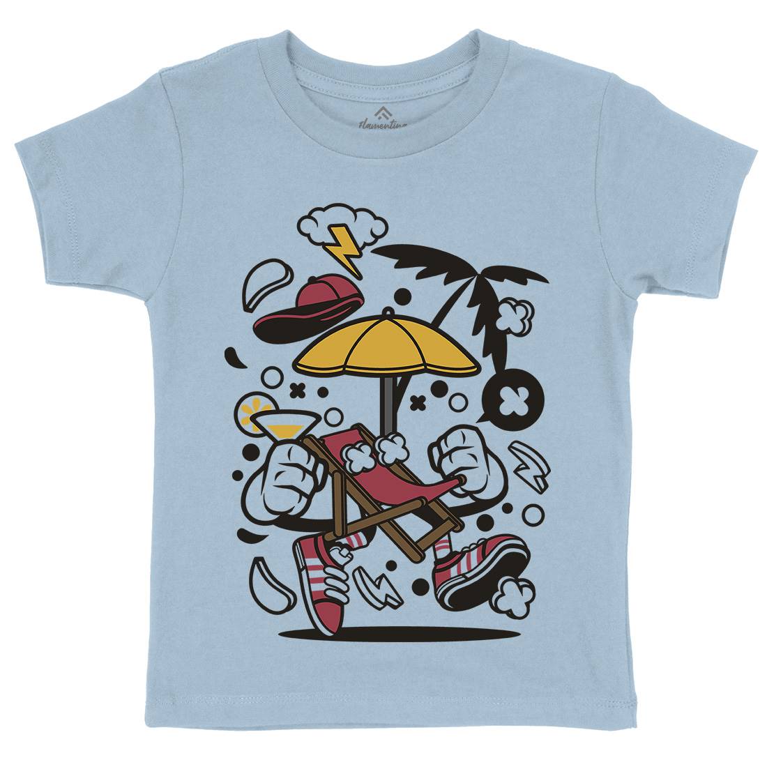 Beach Chair Kids Organic Crew Neck T-Shirt Retro C023