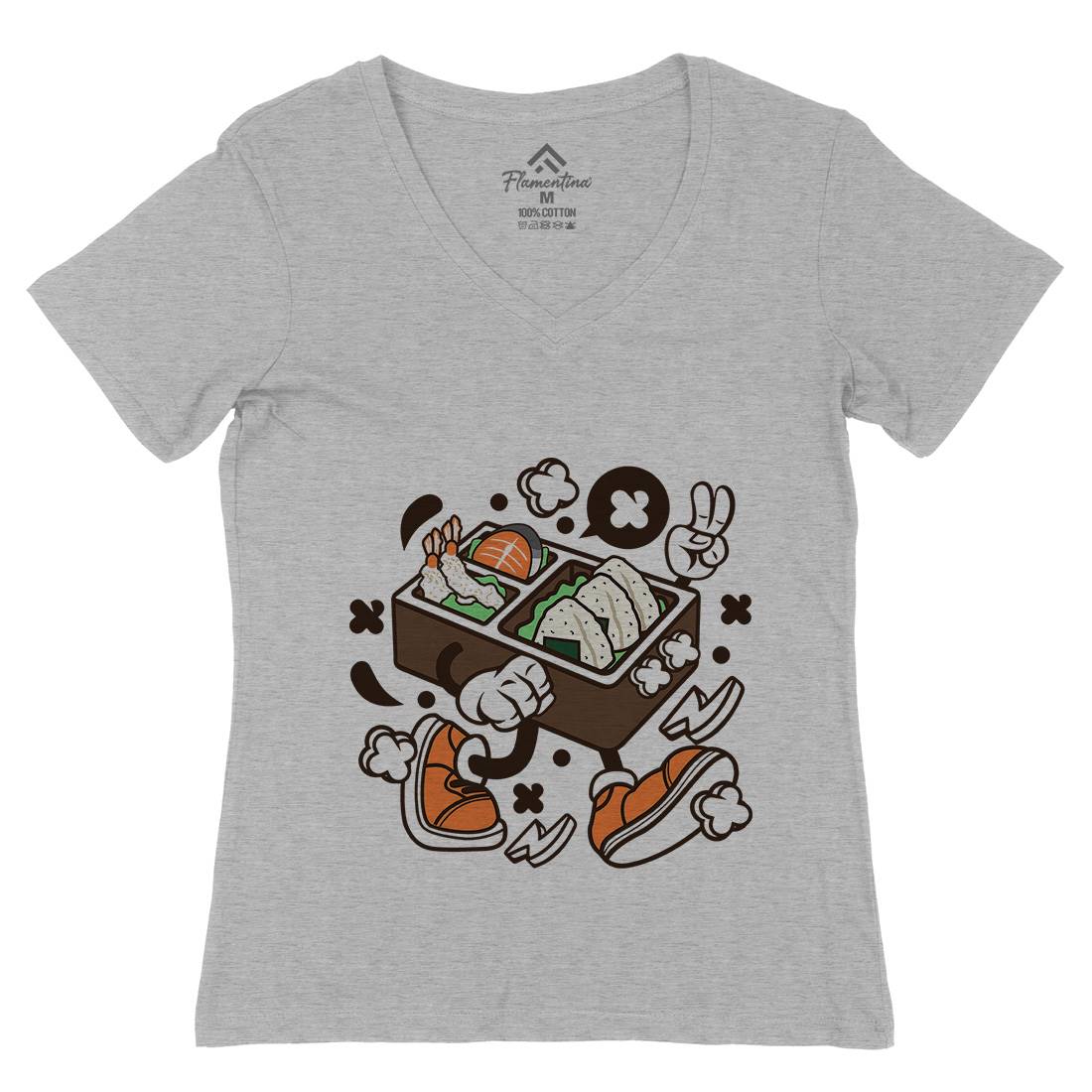 Bento Womens Organic V-Neck T-Shirt Food C024