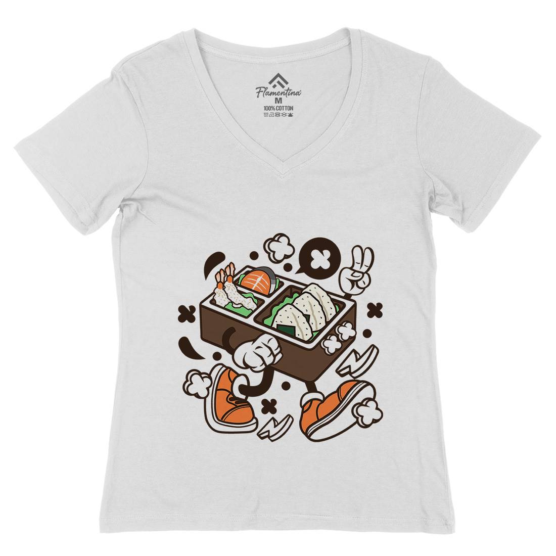 Bento Womens Organic V-Neck T-Shirt Food C024