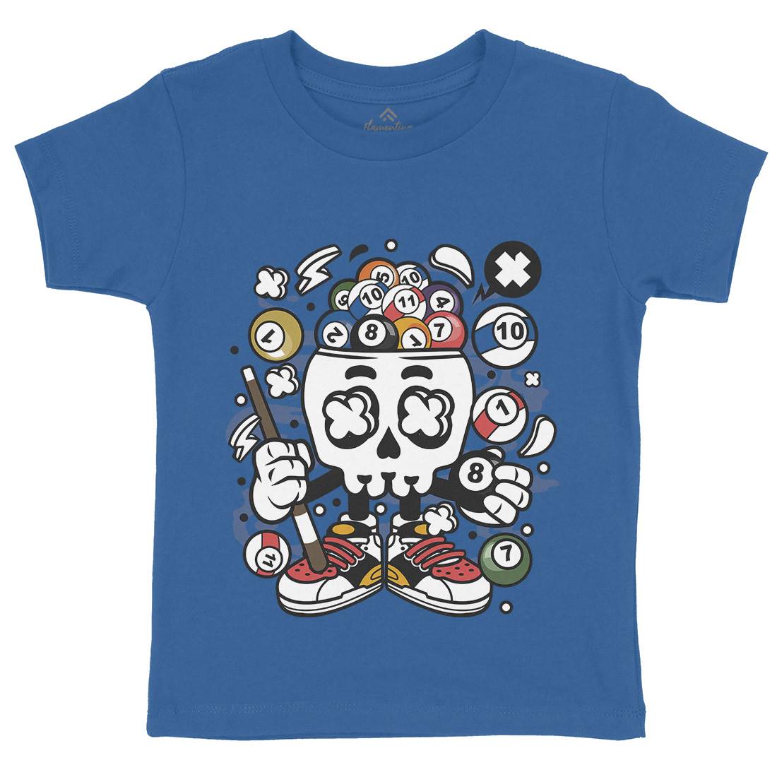 Billiard Skull Kids Crew Neck T-Shirt Sport C025